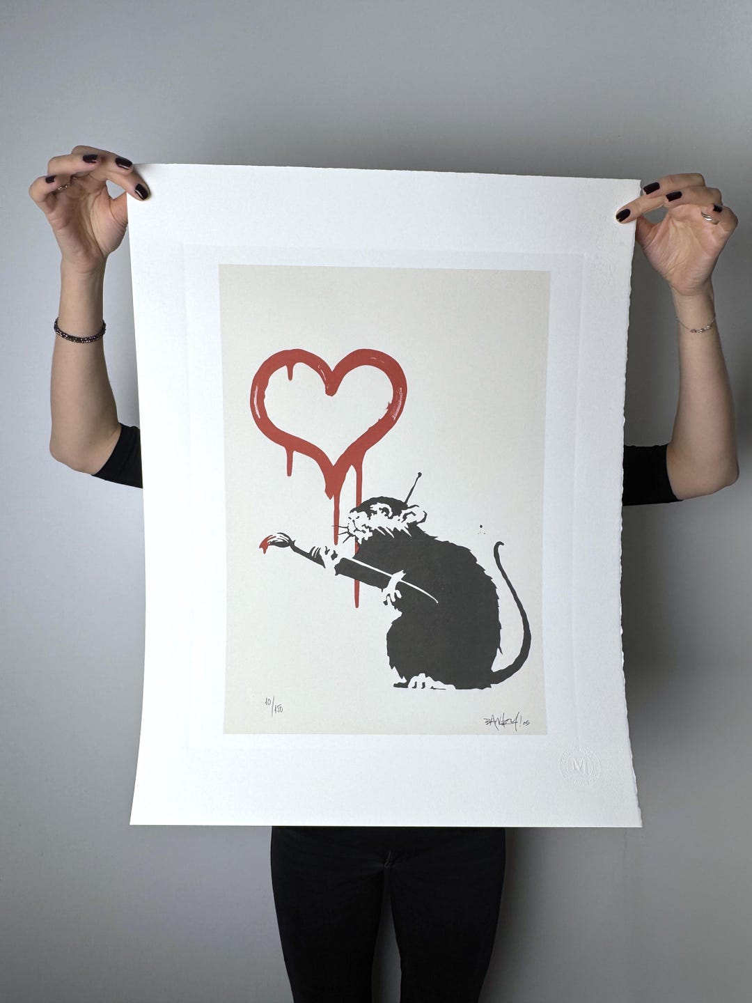 BANKSY Love Rat Banksy Love Heart Rat Heart CERTIFICAT Original M Arts ...