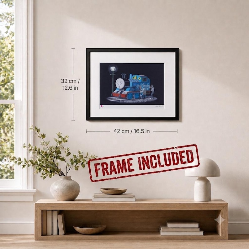 BANKSY Thomas the Tank Engine – Framed Serigraph, Limited Edition /150, M Arts Edition, Numbered, Certificate – Street Art Wall Art image 3