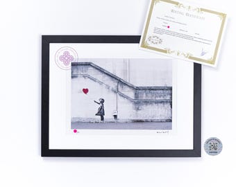 BANKSY Original M Arts Edition Balloon Girl COA Wall Art Bansky Art FRAMED Wall Decor Modern Livingroom Wall Art Banksy Graffiti StreetArt