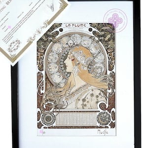 Alfonse MUCHA Serigrafia INCORNICIATO La Plume CERTIFICATO alphonse mucha patch Originale M Arts Edition Numerato Art nouveau bauhaus alfons Mucha