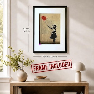 BANKSY Girl with a balloon (panel) – Framed Serigraph, Limited Edition /250, M Arts Edition, Numbered, Certificate – Street Art Wall Art image 2