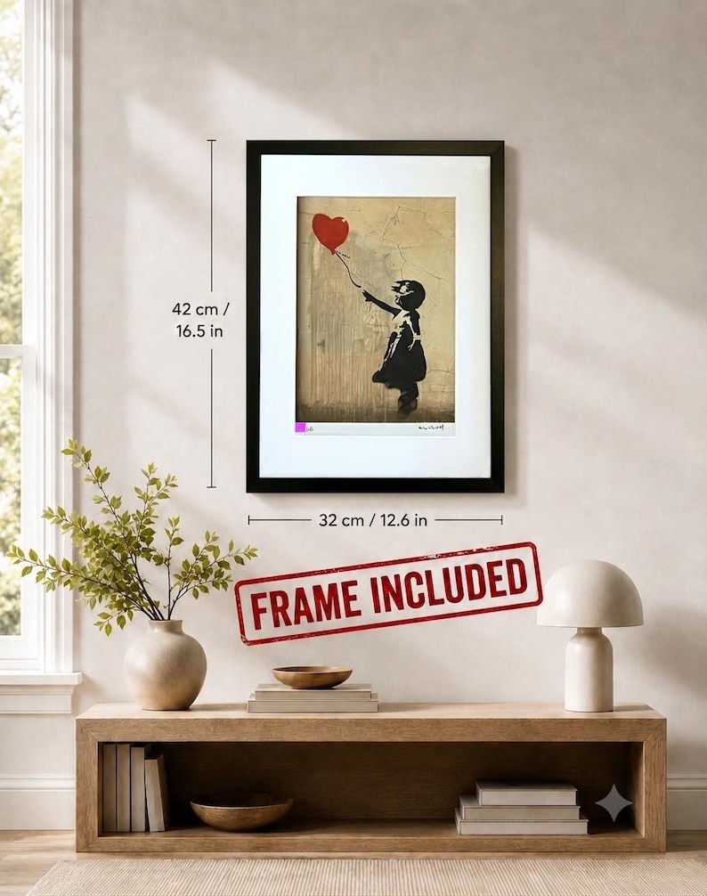 BANKSY Girl with a balloon (panel) – Framed Serigraph, Limited Edition /250, M Arts Edition, Numbered, Certificate – Street Art Wall Art image 2