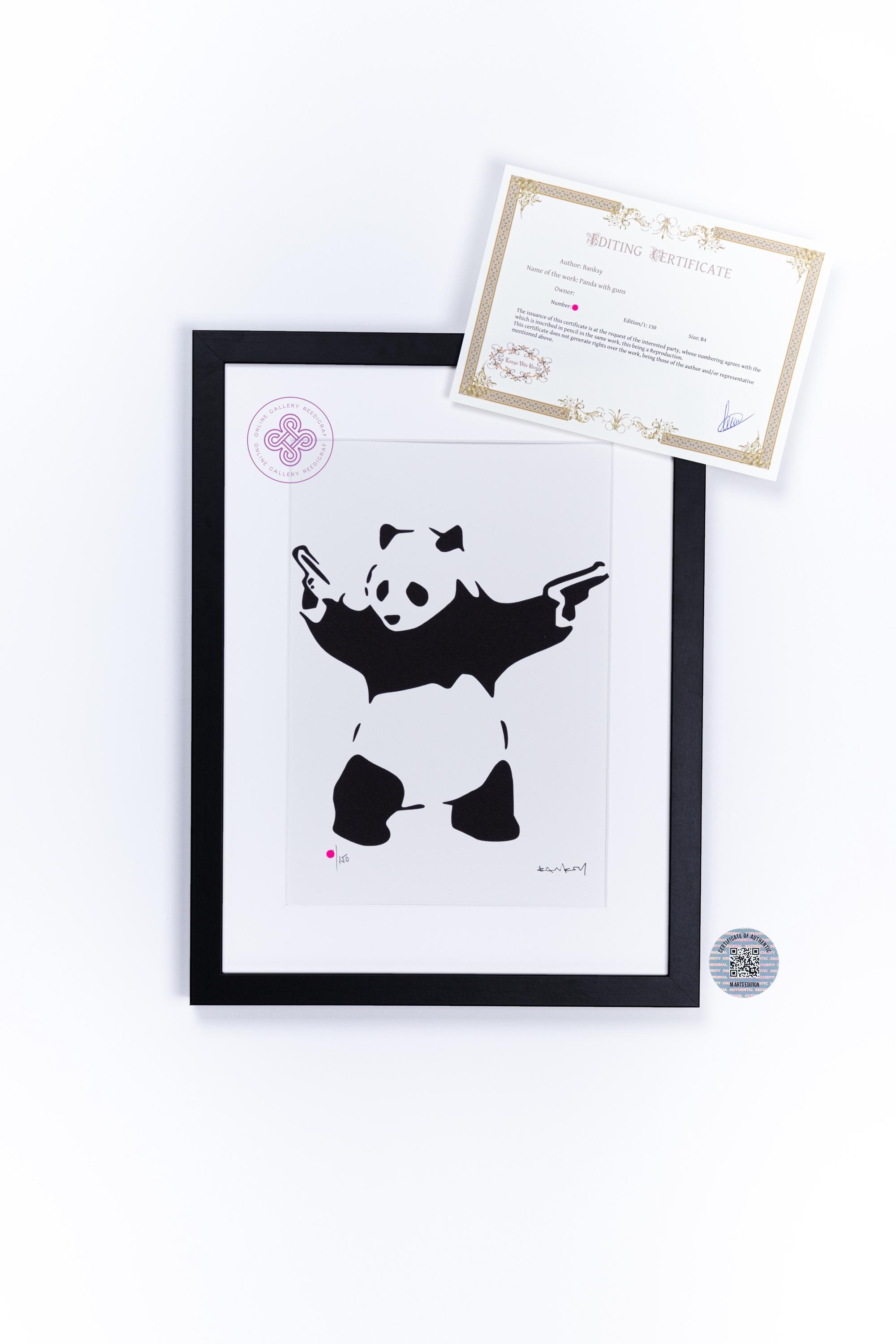 Banksy バンクシー 「PAMDA GUNS」 COA付き Banksy, Panda With Guns (20