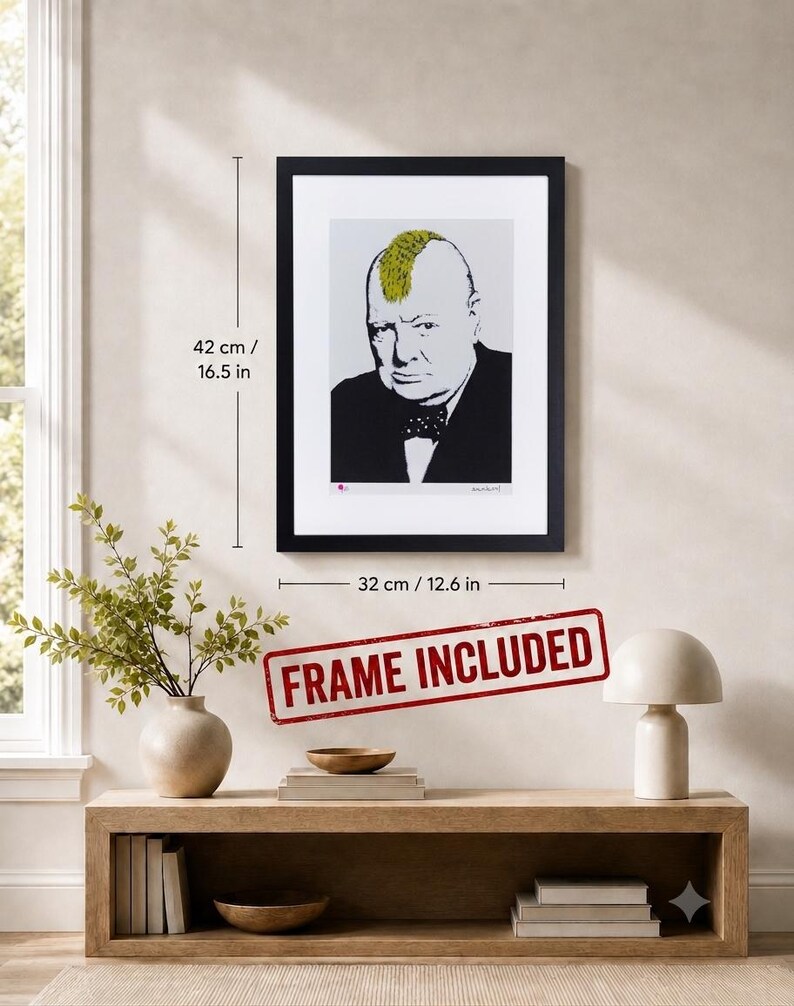 BANKSY Winston Churchill – Framed Serigraph, Limited Edition /150, M Arts Edition, Numbered, Certificate & Hologram – Street Art Wall Art image 3