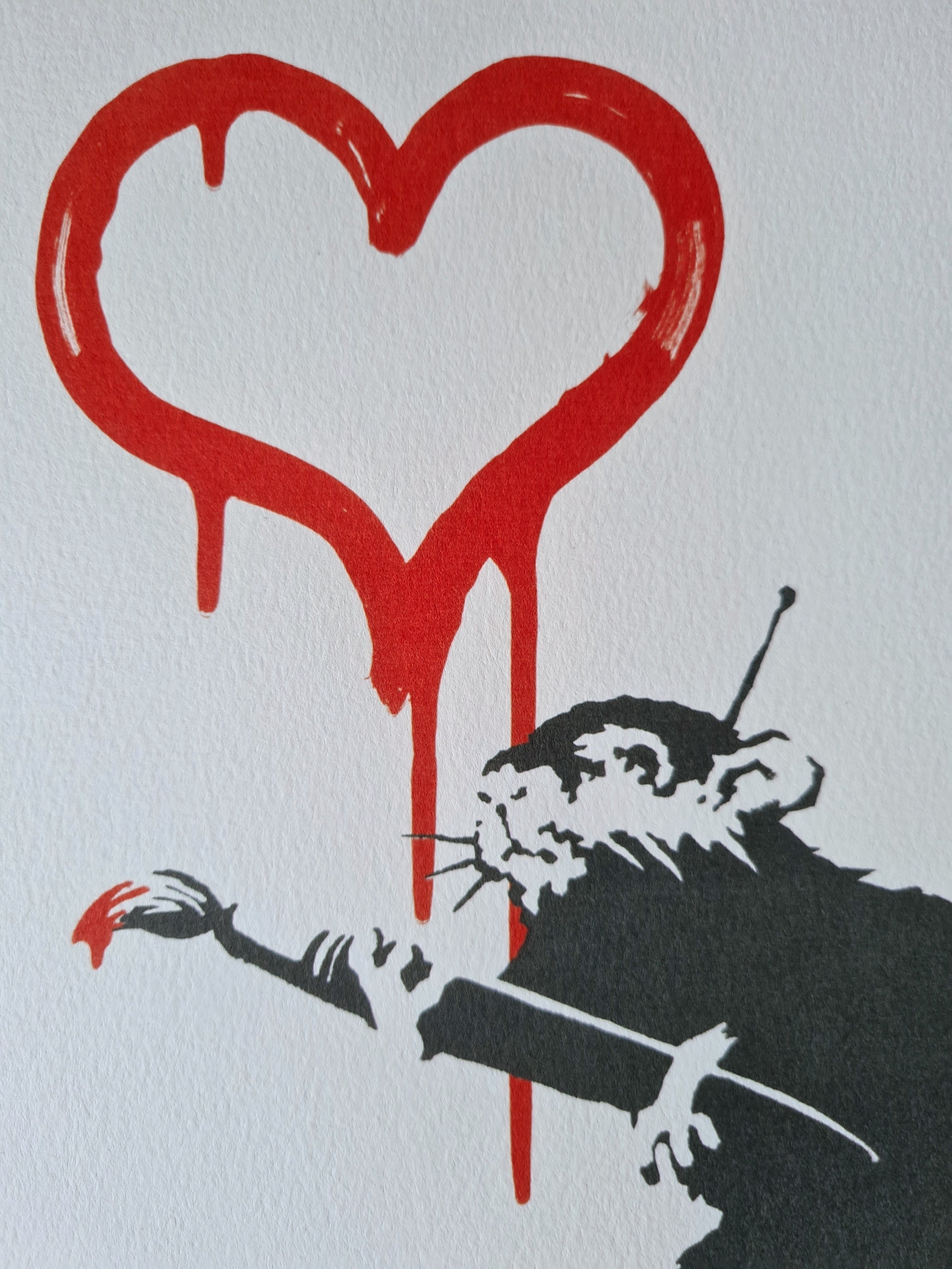 BANKSY Love Rat Banksy Love Heart Banksy FRAMED Rat Heart