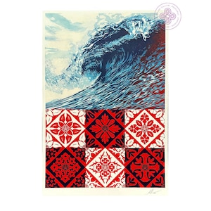 OBEY post SHEPARD fairey post shepard fairy Offset signed Wave ORIGINAL street Art wall shepard fairey prints screen print surf beach art