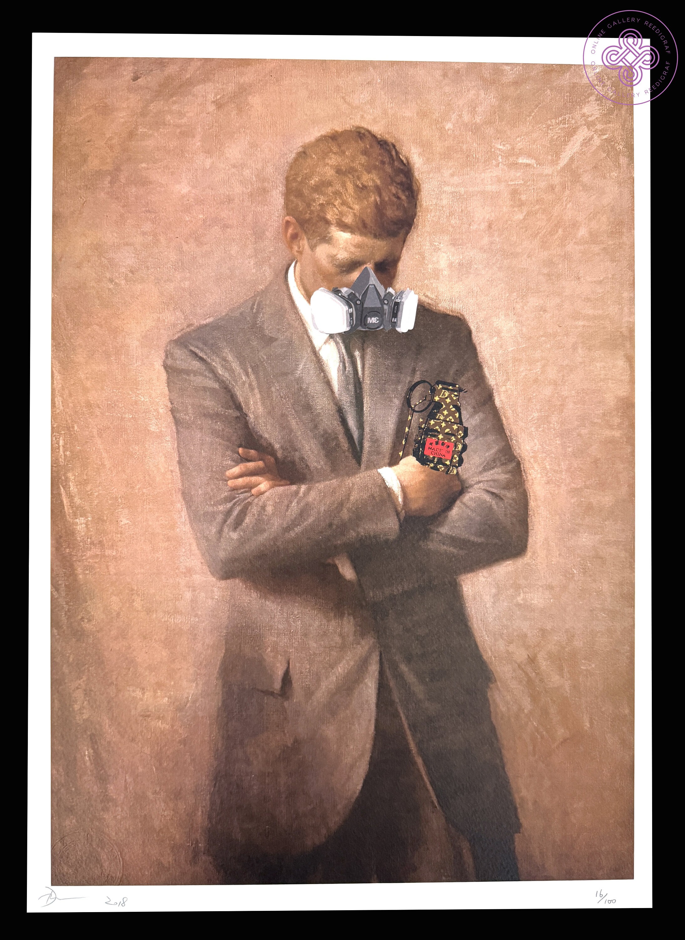 DEATH NYC Serigraphy Ed Limited - Kennedy with gas mask - ORIGINAL street Art wall lithograph decoration not obey jackson invader warhol