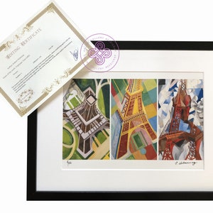 DELAUNAY Serigraph signed FRAMED Triptych Eiffel Tower CERTIFICATE Original M Arts Edition 150 eifel tower art paris eiffel tower painting