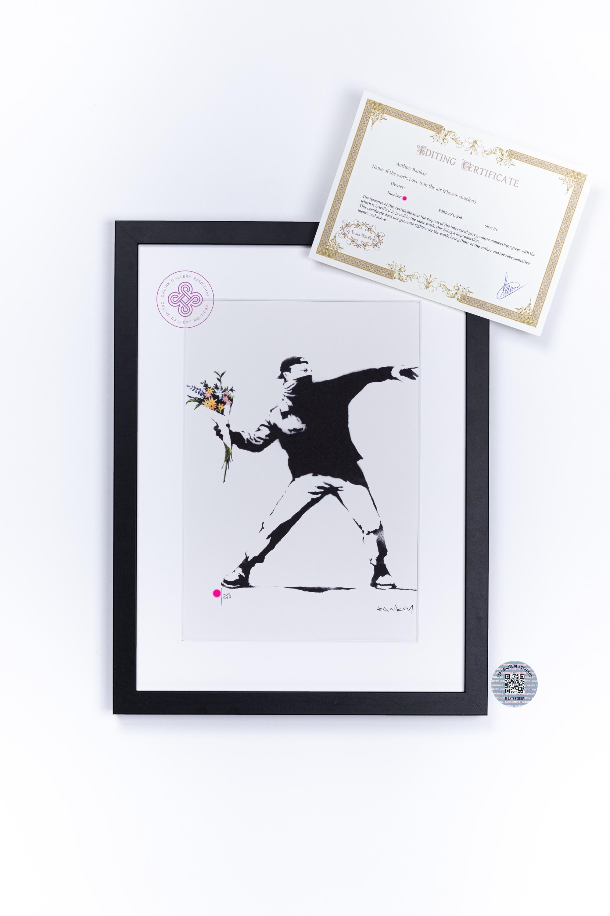 BANKSY Flower Thrower COA Bansky Sérigraphie Art Contemporain