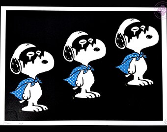 DEATH NYC Serigraphy Artist Proof - Snoopy Zoro - ORIGINAL street Art wall lithograph decoration not obey invader warhol