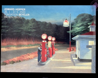 EDWARD HOPPER - Gas (1940) - Original Poster BEYELER Stiftung Post-Impressionismus Landschaft Licht New York Malerei berühmter Künstler