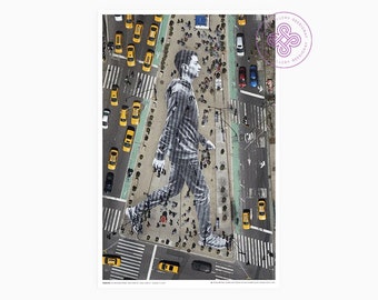 JR Offset - Migrants, Walking New York City - ORIGINAL street Art poster - wall lithograph serigraphy decoration invader wall stencil
