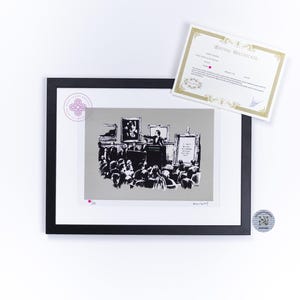 BANKSY Morons Banksy wall art Serigraphie signée CADRE Inclus CERTIFICAT Original M Arts Edition Numérotée 150 Print Art rat fille au ballon