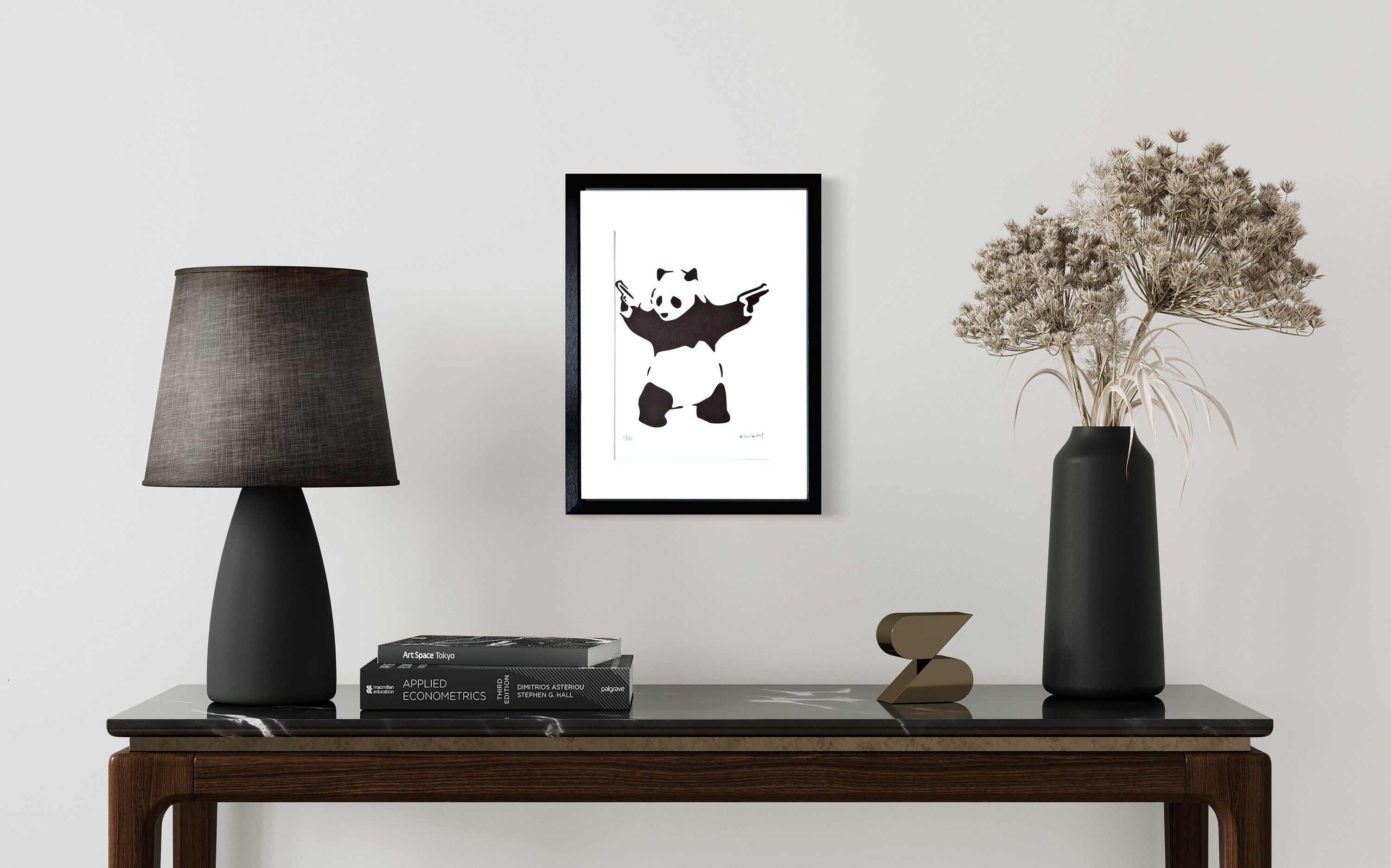 BANKSY Wall Art Panda Gun Banksy FRAMED Art Serigraph Signed