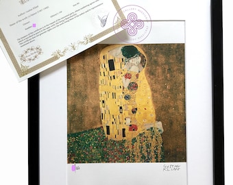 Gustave KLIMT The Kiss klimt kiss frame Signed screenprint CERTIFICATE Original M Arts Numbered Edition 150 the kiss by gustav klimt