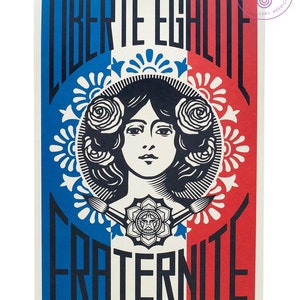 SHEPARD FAIREY stampa Libertà uguaglianza fraternità ORIGINALE shepard fairey post obbedire post shepard fairy obbedire poster shepard fairey cartello da giardino