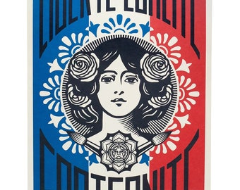 SHEPARD FAIREY print Liberty equality fraternity ORIGINAL shepard fairey post obey post shepard fairy obey poster shepard fairey yard sign
