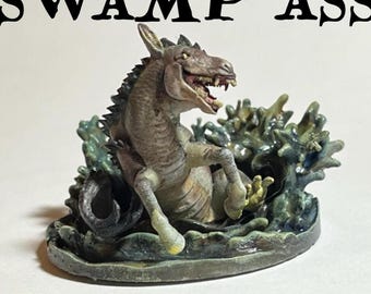 Swamp Ass Resin Miniature for Tabletop Roleplaying Games, Dungeons and Dragons gaming swamp monster mini, evil donkey kelpie hippocampus foe