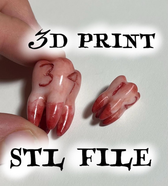 Tooth D4 Die Supported STL File - Replica life-sized Molar 4-sided dice prop for ttrpg  DnD-dental die for hag or tooth collector