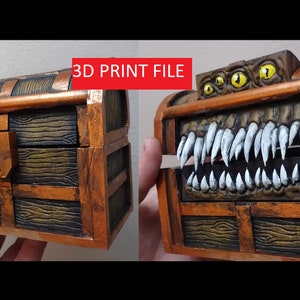 Morphing Mimic 3D print file download- chest transforms into monster when opened