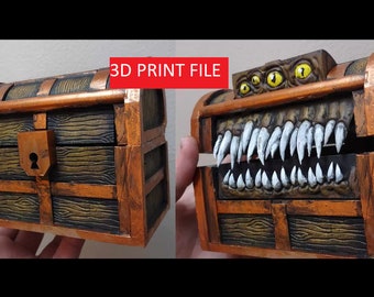 Morphing Mimic 3D print file download- chest transforms into monster when opened