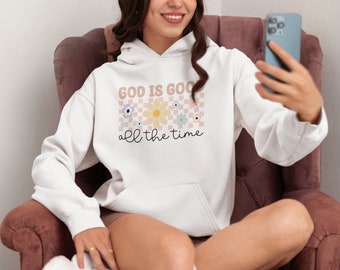 Sudadera con capucha frase cristiana god is good all time