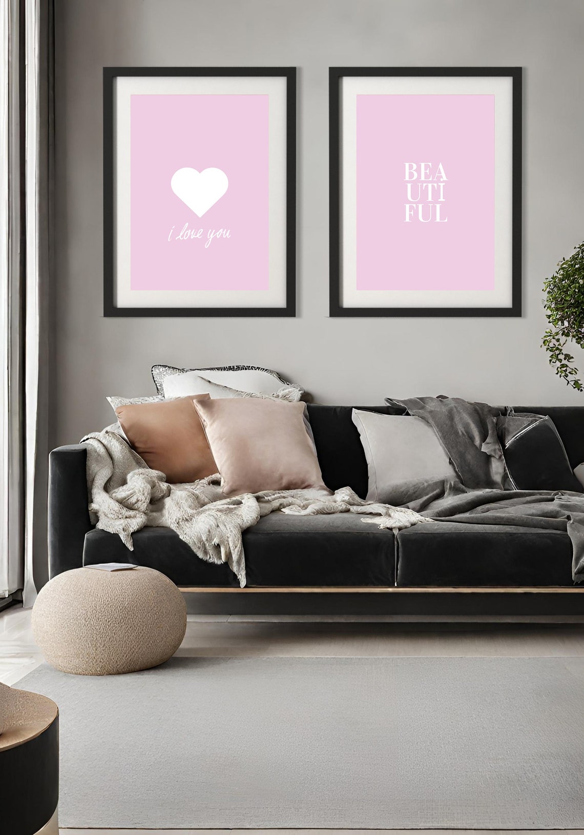 Blush Pink Wall Art Above Bed Art Pink Bedroom Picture Pastel Heart
