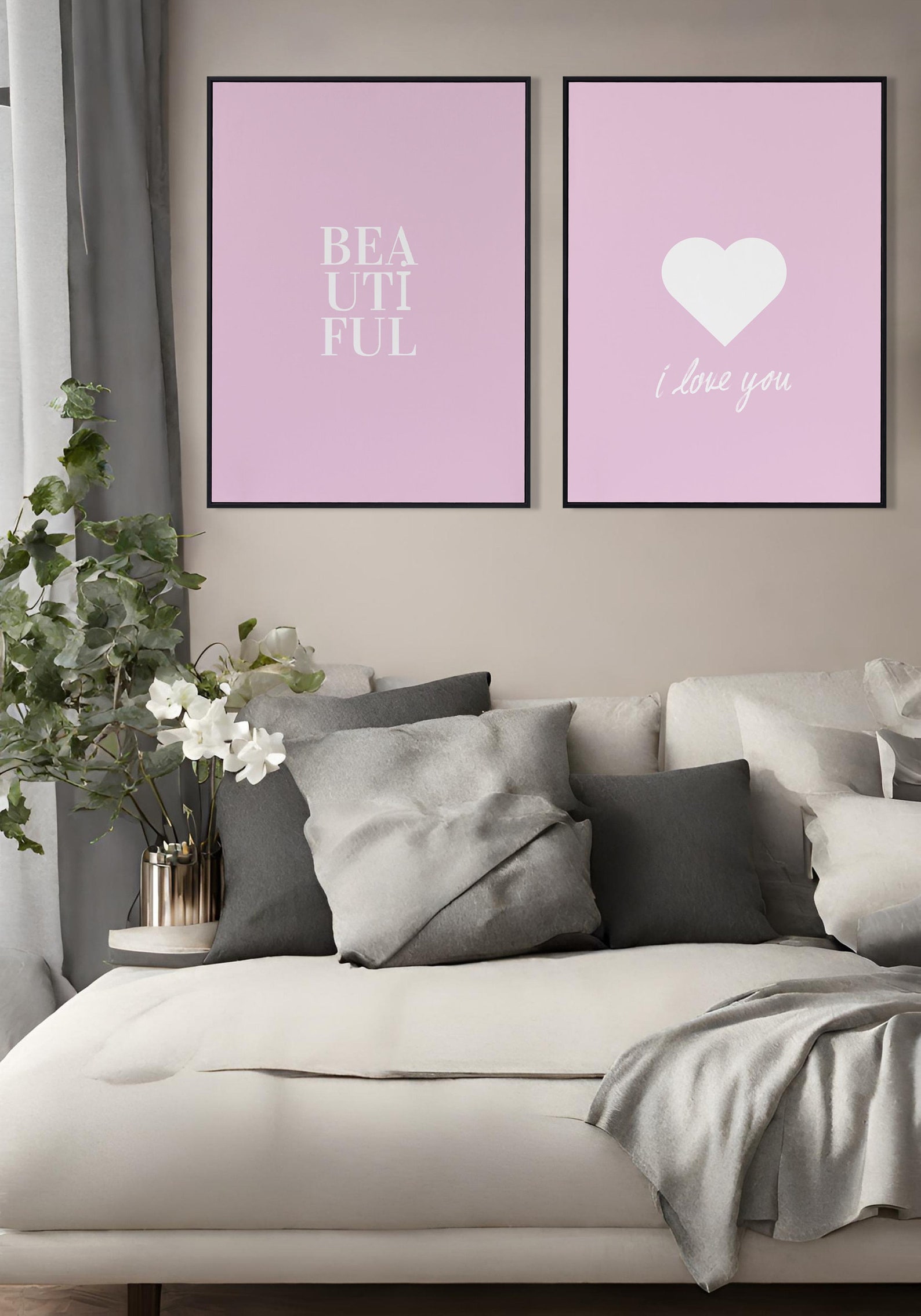 Blush Pink Wall Art Above Bed Art Pink Bedroom Picture Pastel Heart