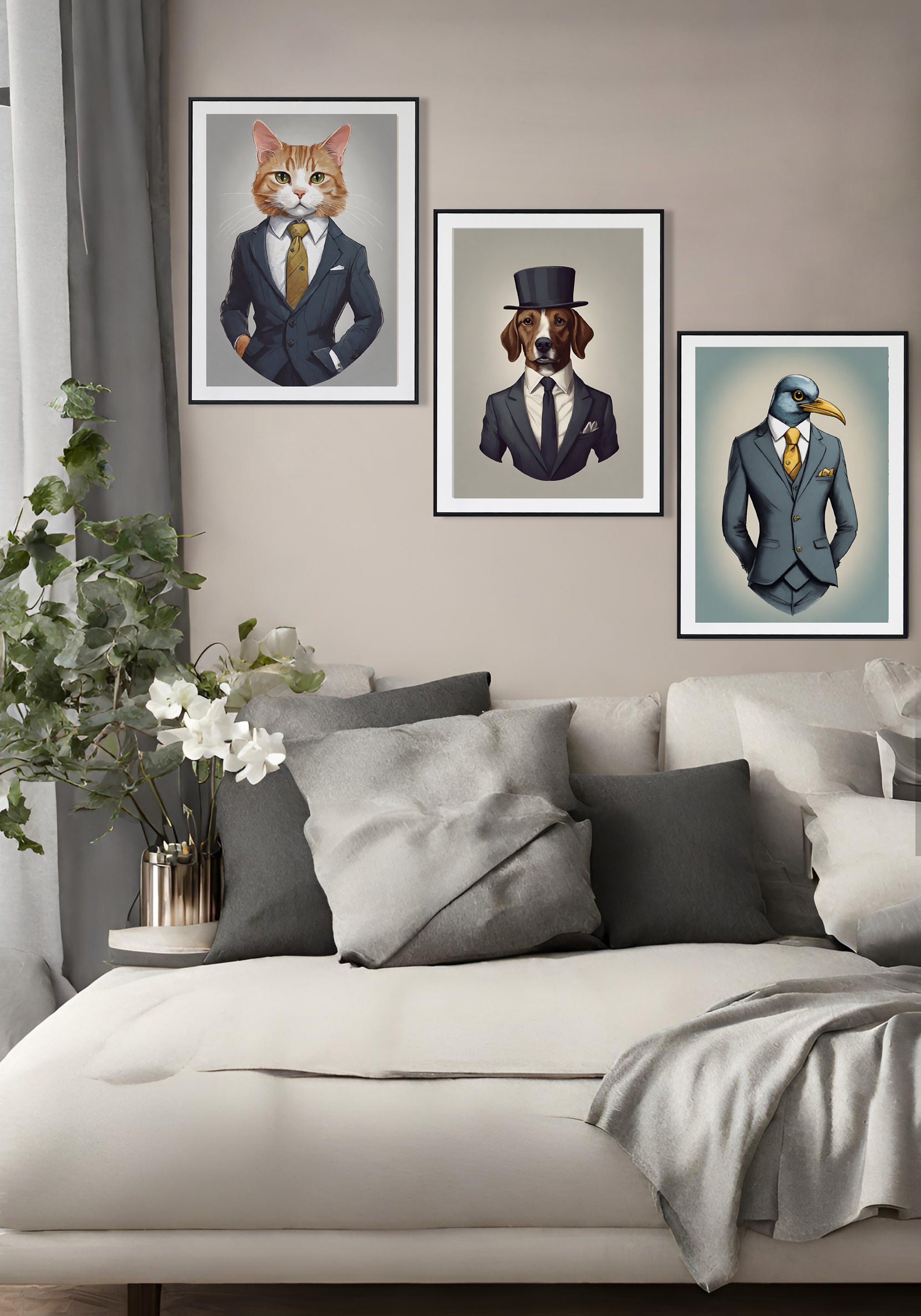 Aristocratic Animals, Big Pack, Funny Animal Wall Art, Animal Pictures