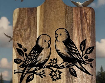 Laser Engraved Birds Acacia Wood Cutting Board – Charcuterie Cheese Board