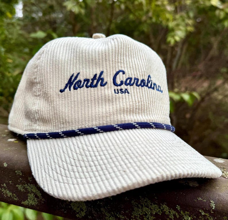 North Carolina USA Corduroy Rope Hat - 5 Panel Snapback image 3
