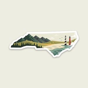 North Carolina State Outline Sticker – Mountains to Sea Waterproof Vinyl Decal image 1
