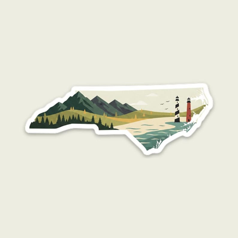 North Carolina State Outline Sticker – Mountains to Sea Waterproof Vinyl Decal image 1
