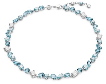 Collana con cristalli Swarovski blu multicolori dal taglio misto, regali per lei