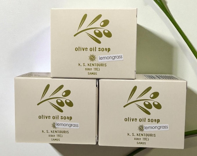 Greek Traditional Lemongrass Olive Oil Soaps from Samos Island 3 barsX100gr/3.53oz