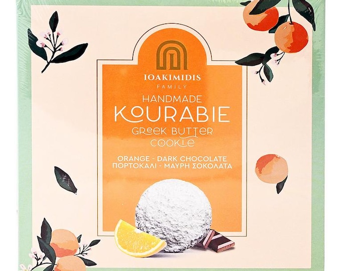 Greek Handmade Butter Cookie (Kourabie) With Orange and Dark Chocolate  2boxesX220g