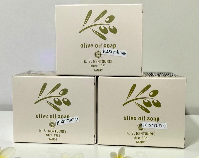 Greek Traditional Jasmine Olive Oil Soaps from Samos Island 3 barsX100gr/3.53oz