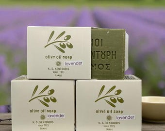 Greek Traditional Lavender Olive Oil Soaps from Samos Island 3 barsX100gr/3.53oz