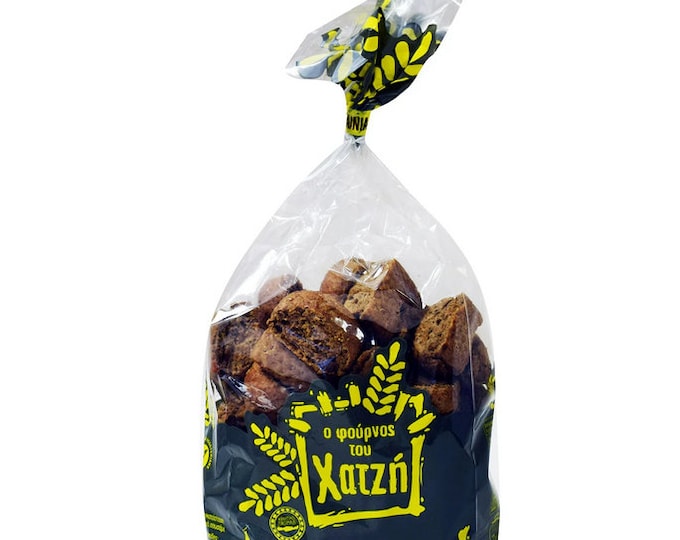 Greek Handmade Whole Wheat Rusks with Rye - vegetarian, vegan (300g/10.6oz x 2 packages)