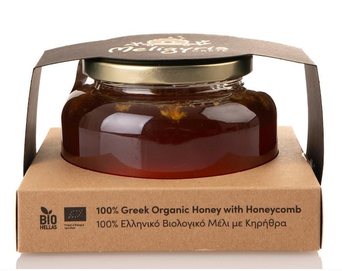 Greek BIO Pine and Thyme Honey "with Honeycomb" gift package 450gr
