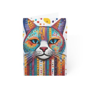 Abstract Cat Birthday Card, Greeting Card, Blank Note Cards, All Occasions, Thank You, Get Well, Encouragement, Birthday, Friendship Cards
