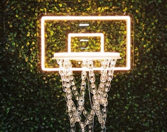 LED Basketball Hoop Neon Art, Unique Gift for Friend&#39;s Bedroom for Basketball Enthusiasts, Kid&#39;s Room Wall Decor, Basketball Hoop Neon Sign