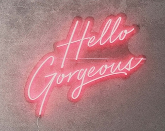 Hallo wunderschöne LED Neon Leuchtreklame, Pink Beauty Salon Wandkunst
