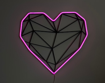 Heart LED Neon Sign: Light Pink Geometric Wall Decor