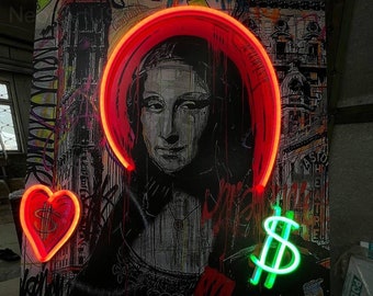 Mona Lisa Unique Neon Art: Unique Neon Light Sign, Contemporary Wall Decor, Modern Art Canvas, Pop Culture Custom LED Neon Light