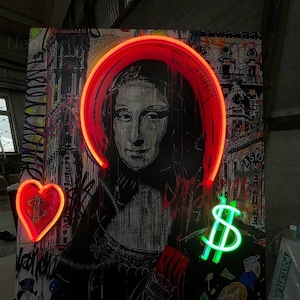 Mona Lisa Unique Neon Art: Unique Neon Light Sign, Contemporary Wall Decor, Modern Art Canvas, Pop Culture Custom LED Neon Light