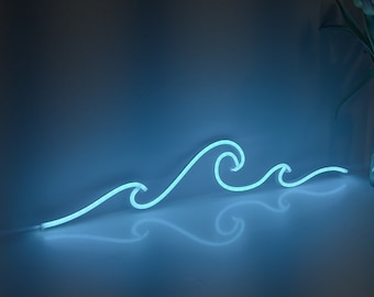 Ocean Wave Neon Sign, Sea LED Neon Light, Water Nature Bedside Custom Lamp, Bedroom Nursery Wall Decor, Wave Wall Art - Ocean Ornament