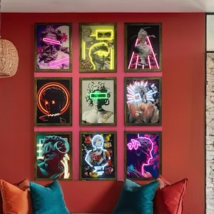Neon Painting Art: Framed LED Light Print - Pop Art Wall Decor