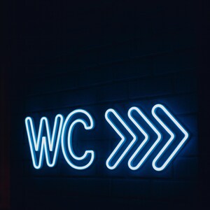 Wc Neon WC Neon Sign – Glow in the Dark Toilet Sign Bathroom Door Neon Light ...