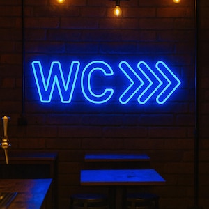 Wc Neon WC Neon Sign – Glow in the Dark Toilet Sign Bathroom Door Neon Light ...